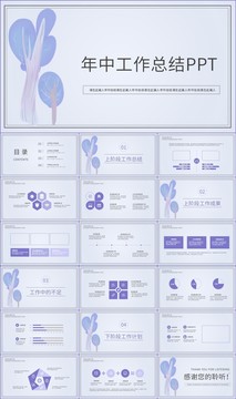 小清新年中工作总结PPT模板