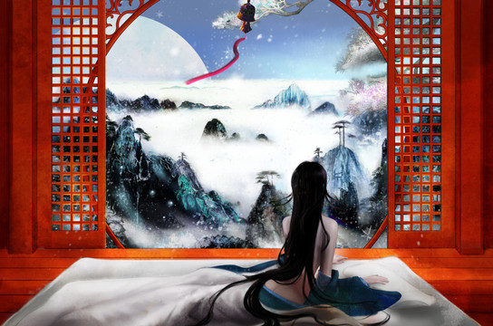 古風(fēng)山水意境插畫