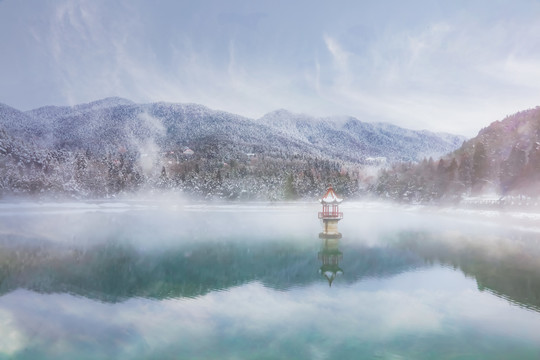 庐山芦林湖雪景