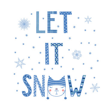 貓咪冬季下雪插圖