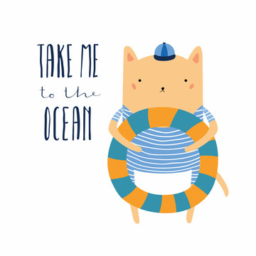 猫咪探索海洋插图
