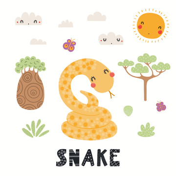 可爱蟒蛇草原插图