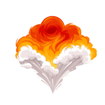 火焰爆炸效果手繪插圖素材
