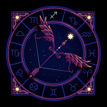 夢幻霓虹十二星座圖 人馬座