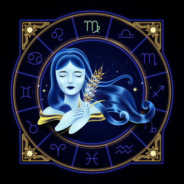 夢幻霓虹十二星座圖 處女座