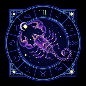 夢(mèng)幻霓虹十二星座圖 天蝎座