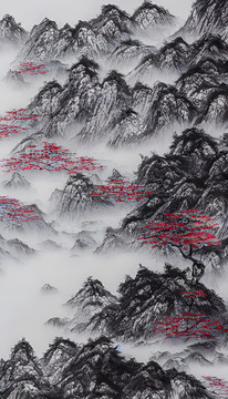 中国画山水风光