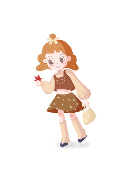 卡通Q版可愛丸子頭小女孩插畫