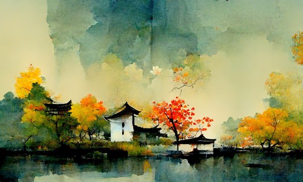 水墨鄉(xiāng)村風(fēng)景