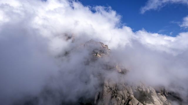 航拍青岛崂山云海奇观