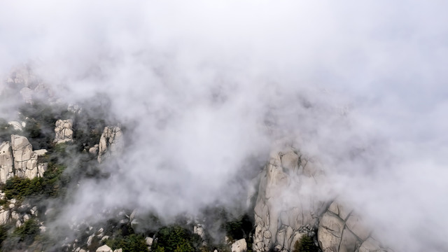 航拍青岛崂山云海奇观