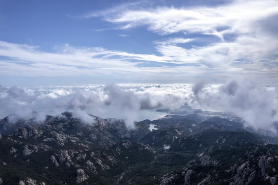 航拍青岛崂山云海奇观