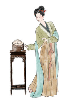 古風(fēng)包子人物插畫(huà)