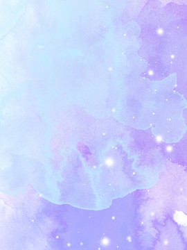 紫蓝色水彩水墨画