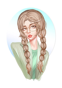 美女插畫頭像