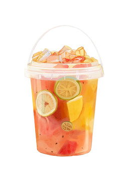 水果茶飲品水果桶果汁飲料