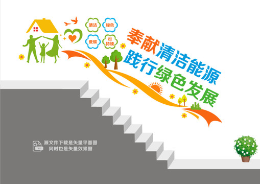 清潔能源階梯墻