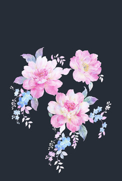 手繪花牡丹花