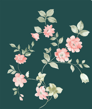手繪小花壁紙插畫
