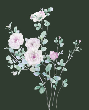 手繪牡丹數(shù)碼印花