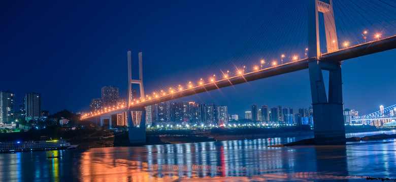 重庆夜景大佛寺长江大桥