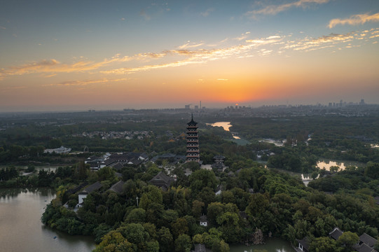 江苏扬州大明寺瘦西湖航拍