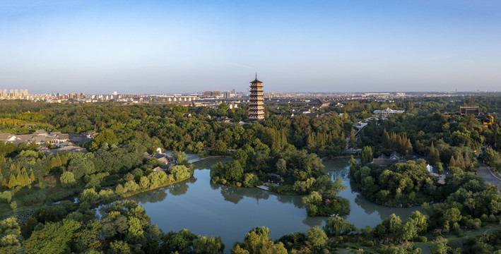 江苏扬州大明寺瘦西湖宽幅航拍