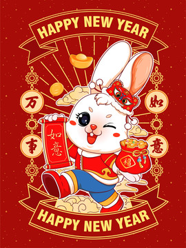 兔年國潮插畫
