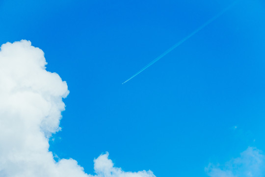 蓝天白云与飞机