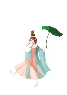 踩水小女孩