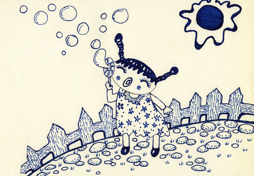 兒童插畫可愛的小女孩