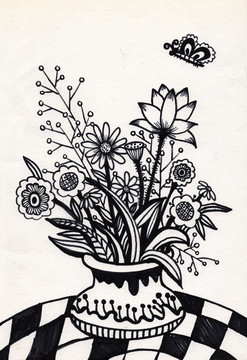 兒童插畫花瓶