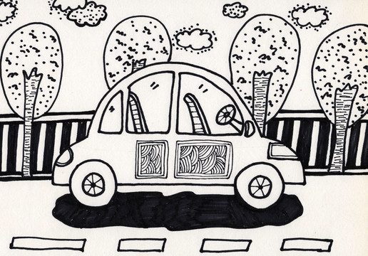 儿童插画小汽车