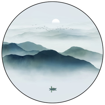 新中式山水裝飾畫(huà)
