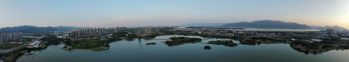 肇庆砚阳湖风景区航拍全景