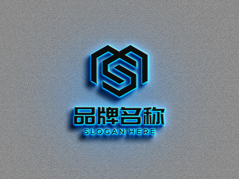 背发光字logo样机