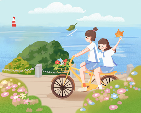 清新秋游圖新媒體宣傳海報