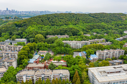 航拍武汉大学校园风光