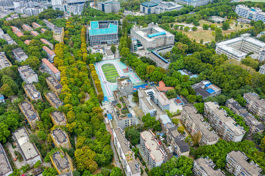 航拍武汉大学校园风光