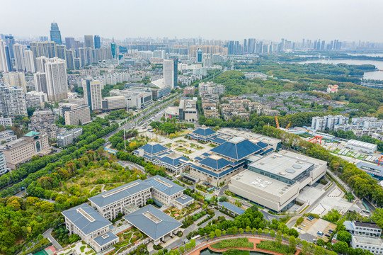 航拍湖北省博物馆展馆建筑外景