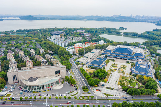 航拍湖北省博物馆展馆建筑外景