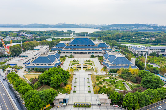 航拍湖北省博物馆展馆建筑外景