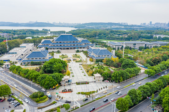 航拍湖北省博物馆展馆建筑外景