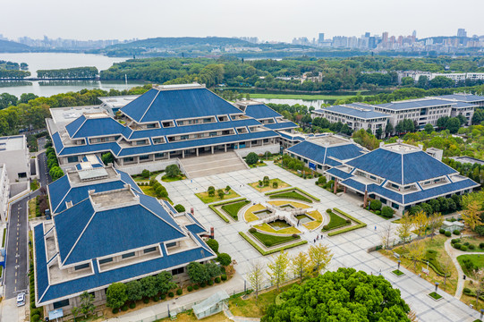 航拍湖北省博物馆展馆建筑外景