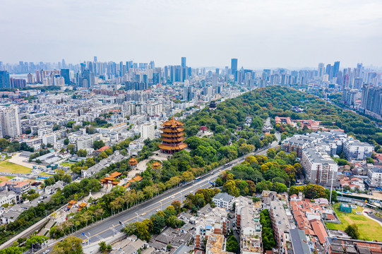 航拍武汉黄鹤楼武汉地标建筑