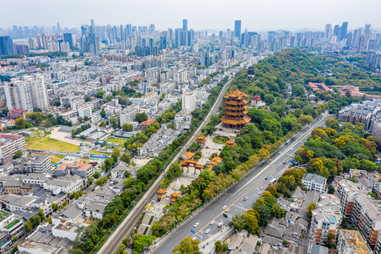 航拍武汉黄鹤楼武汉地标建筑