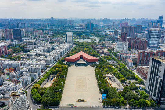 航拍武汉首义广场辛亥博物馆