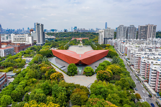 航拍武汉首义广场辛亥博物馆