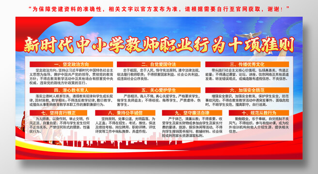 中小學(xué)教師職業(yè)行為十項(xiàng)準(zhǔn)則