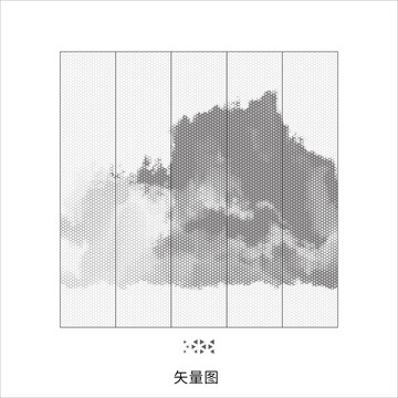 鏤空山水三角圖案